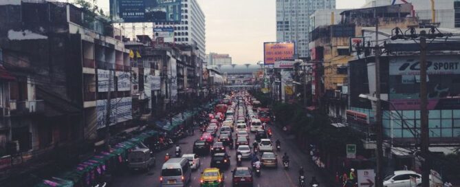 Busy urban street filled with traffic